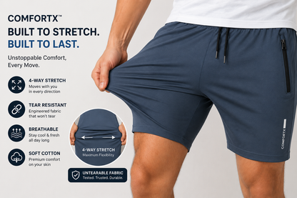 ComfortX™ 4-Way Stretch Shorts ⚡ Premium Pack of 4