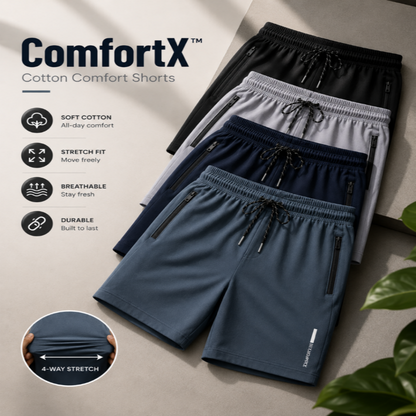 ComfortX™ 4-Way Stretch Shorts ⚡ Premium Pack of 4